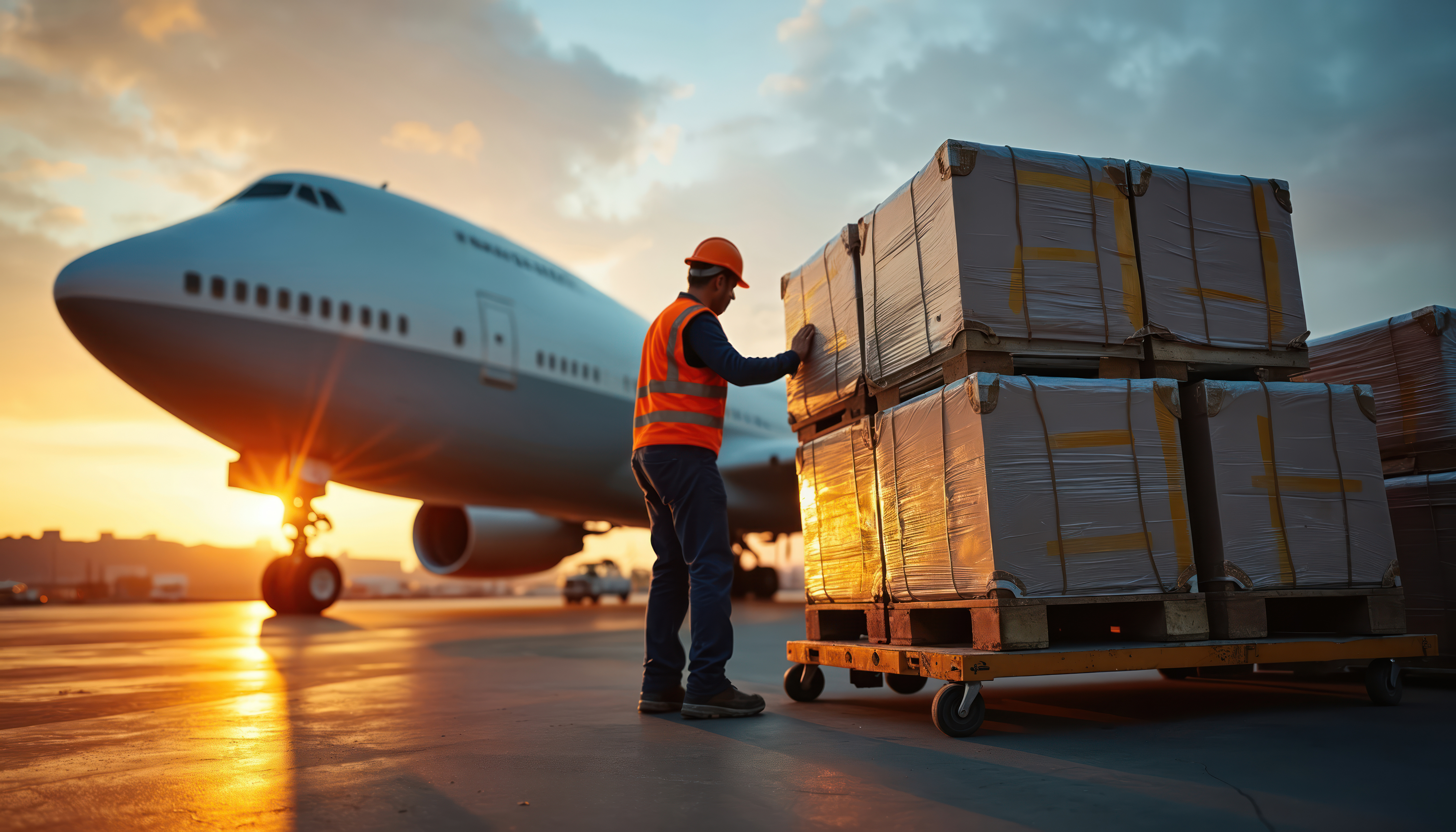 cargo being loaded onto the plane