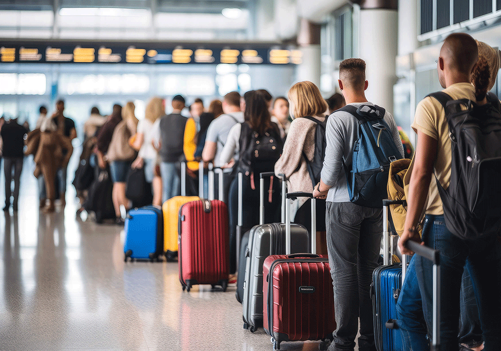 passengers in a queue 